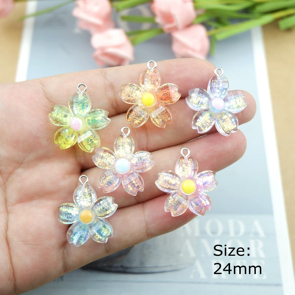10 stücke niedlichen Blumen Charms für Schmuck machen DIY Ohrring Armband Anhänger Zubehör Ergebnisse Telefon machen Bulk Großhandel
