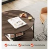 Round Coffee Table for Living Room, Small Coffee Table with Open Storage Shelf, 2-Tier Industrial Circle Wood Center Table 3