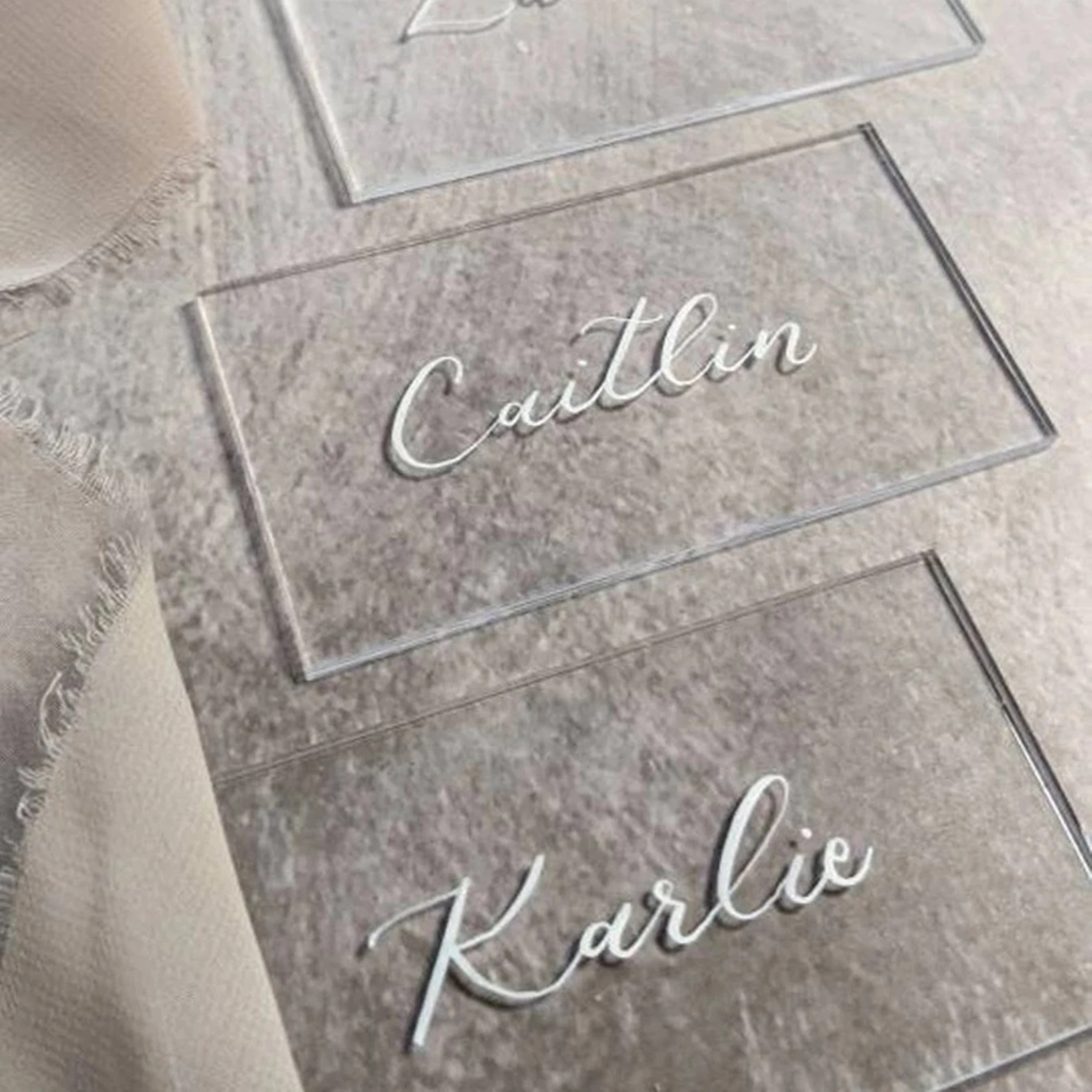 50 Pcs Clear Acrylic Table Place Card Sign Guest Names Tag Wedding Blank Rectangle Seating Cards Birthday Party DIY Decoration
