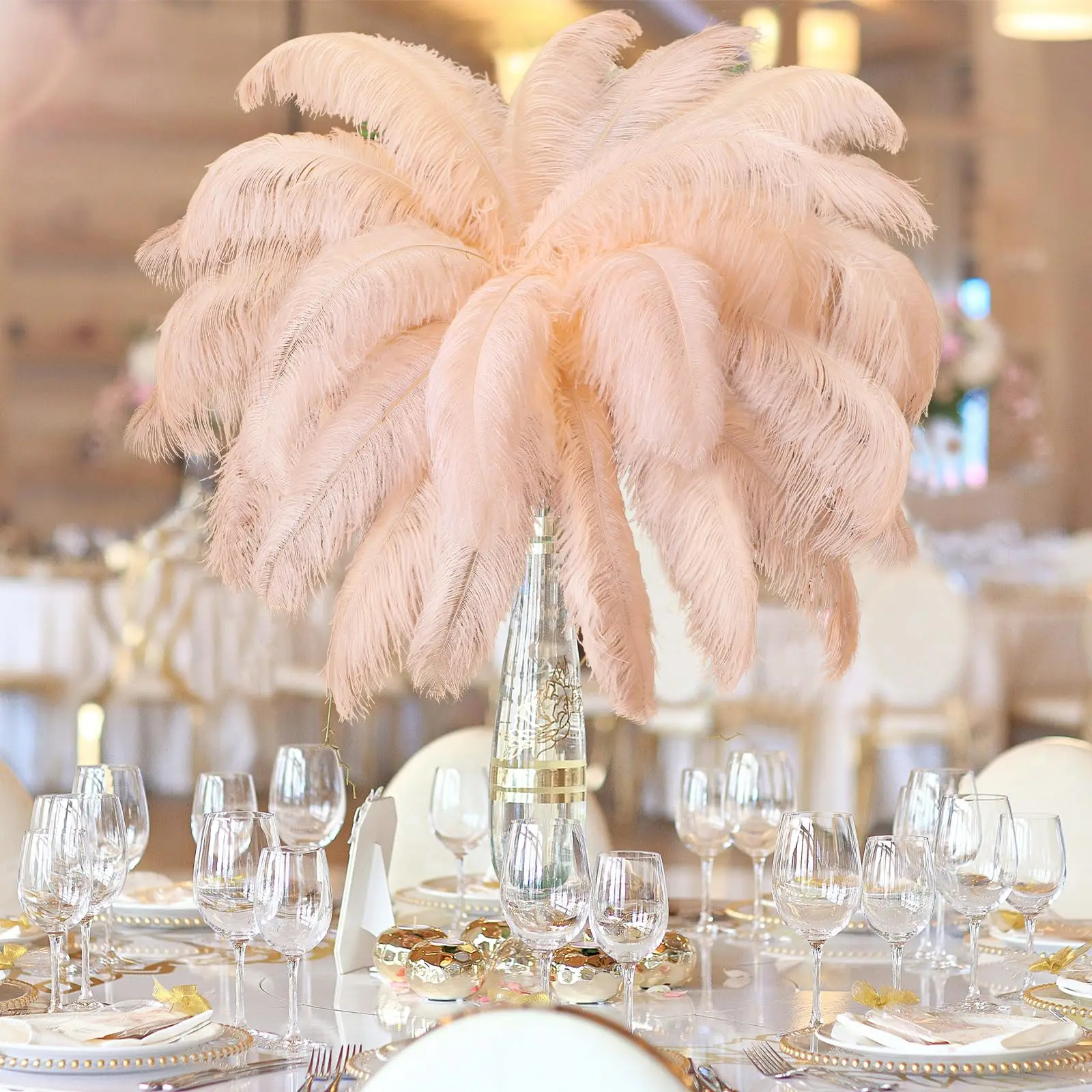Ostrich Feathers Natural Feathers Craft Feathers 50-300PCS White Ostrich Feathers Bulk Natural Ostrich Feathers for Wedding Party Decorations Table Decorations DIY Crafts
