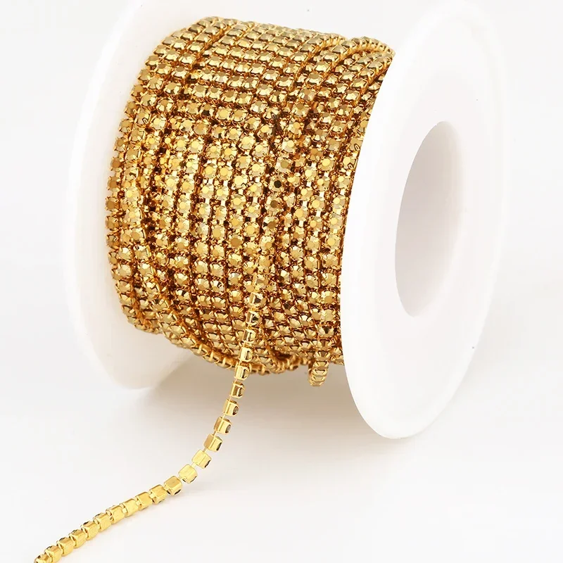 Vibrant Rhinestone Cup Chain with Colorful Base - Luxurious Sewing and Apparel Accessory