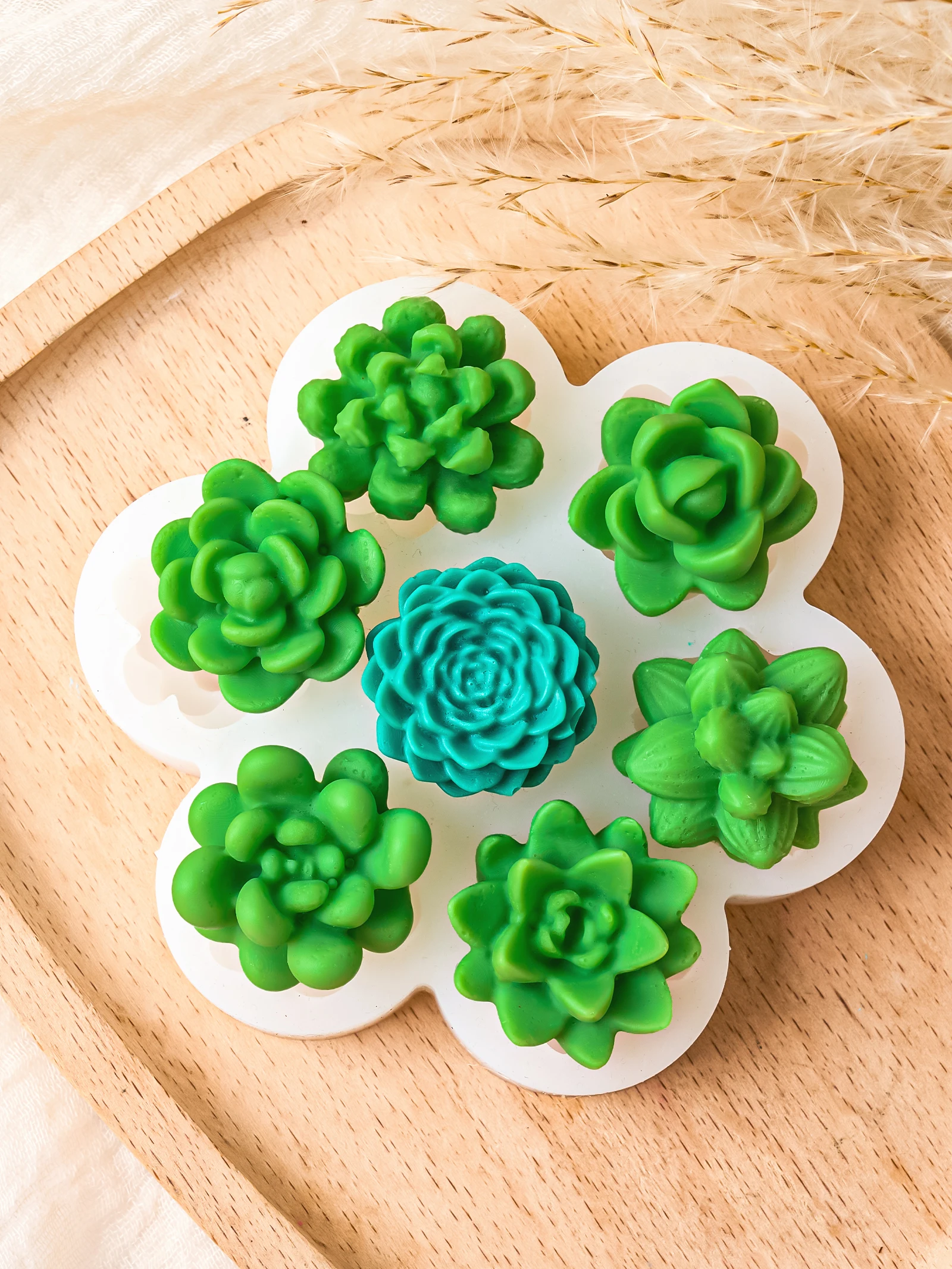 7-Piece 3D Succulent Flower Silicone Mould Set