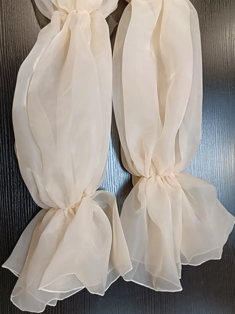 Wedding Dress Gloves Wedding Sleeve Accessories Organza Wedding Sleeves Puffy Removable Gloves Champagne Cap Sleeve Women Bride Accessory Formal Party Bridal Accessories
