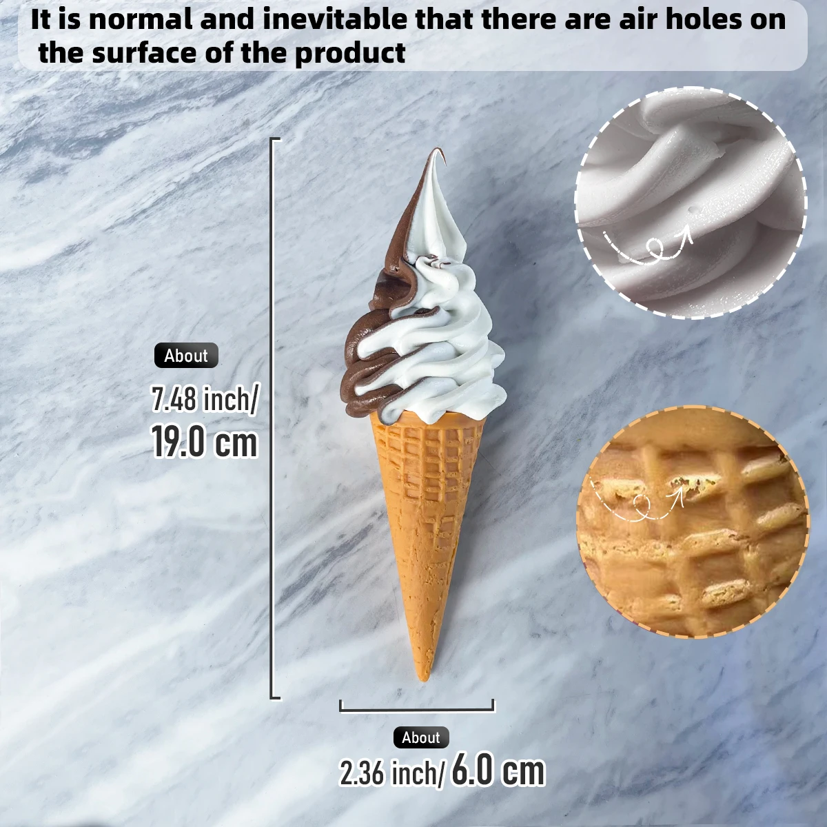 Large Realistic Ice Cream Replica for Photography, Display, and Decoration