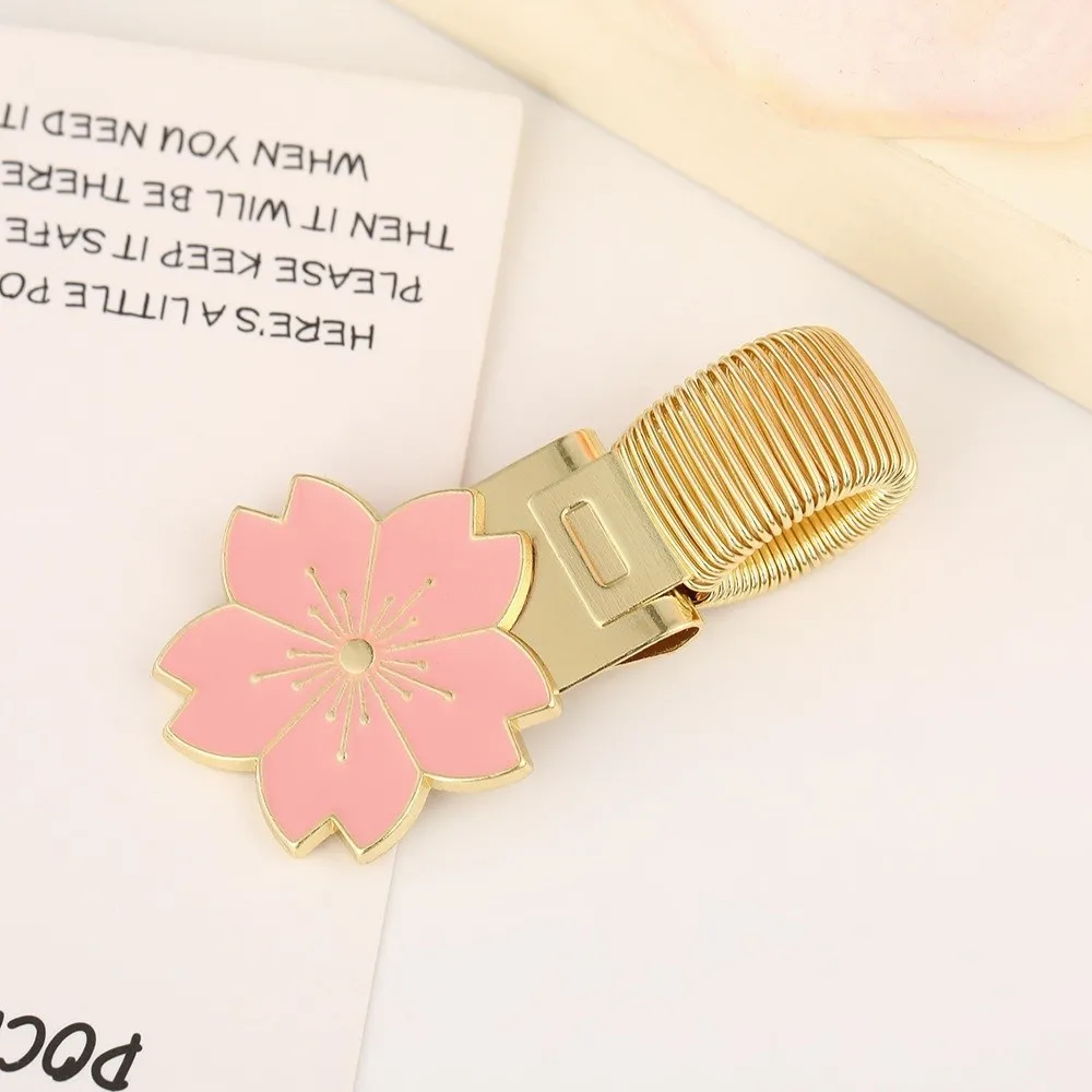 금속 꽃 모양 펜 홀더 북마크 에나멜 코팅 스프링 펜 클립 고정형 문구류 유용한 펜 루프 홀더