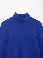 2025 Winter New Women's Casual Fashion Simple Versatile Stand Collar Wide Sleeve Solid Color Knit Sweater - Image 4