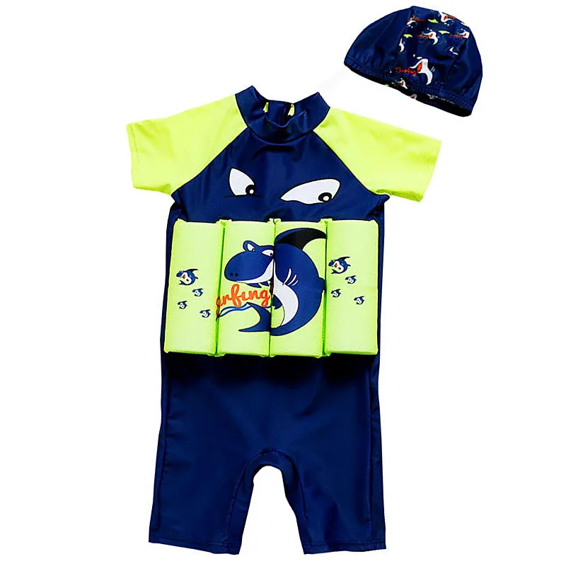 Buoyancy Swimsuit One Piece Suit 2-7 Year Children Short Sleeve Floating Swimwear Kid Cartoon Swimming Suit Bathing one piece swimsuit children swimsuit children swimsuits