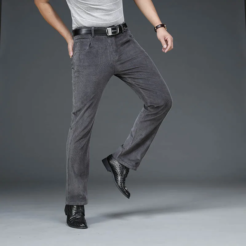 Men's Autumn And Winter New Micro Horn Lamp Core Flannelette Trousers High Waist Velvet Casual Pants