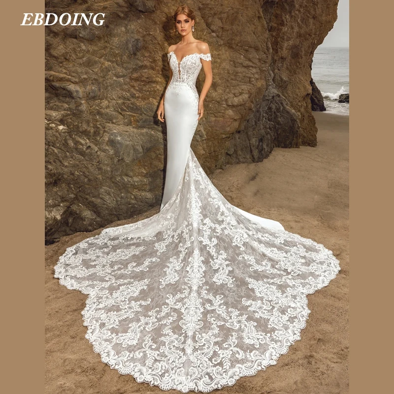 

Newest Wedding Dress Mermaid Deep Sweetheart Neckline Elegant With Lace Apliques Custom Made Plus Sizes Vestidos De Novias