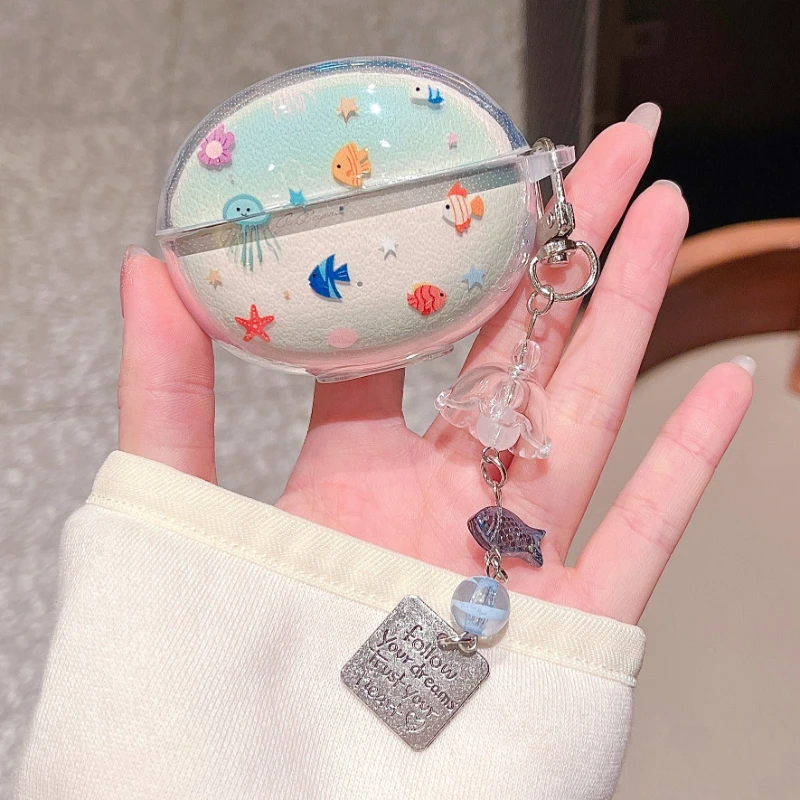 3D Clover Cute Sea World Stars Soft TPU Headphone Cover with Pendant – Shockproof Protective Sleeve
