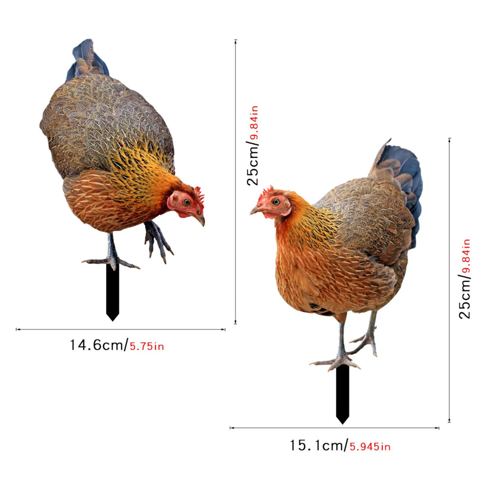 2PCS Chicken Ornaments Yard Art Decor Backyard Acrylic Rooster Animals Stakes Animals Sculptures Garden Decoration garden art decor animal sculpture decorations