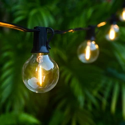 18M 26M LED String Lights with Globe Clear Plastic Bulbs Waterproof IP44 Patio Hanging Lights for Indoor & Outdoor Decoration