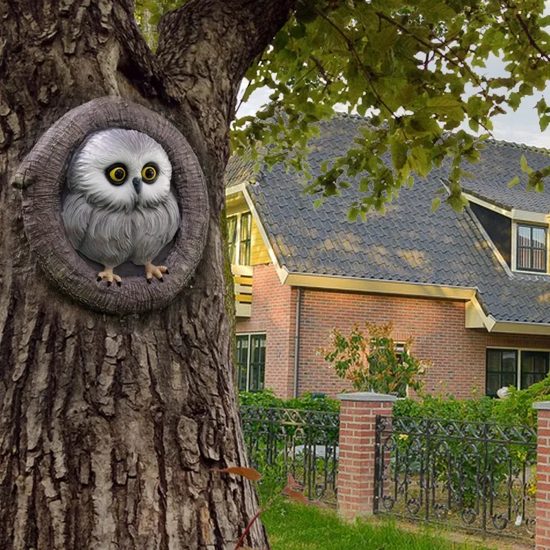 

Nordic Artificial Owl Tree Hanging Resin Ornaments Creative Outdoor Courtyard Animal Tree Pendant Garden Decoration Accessories
