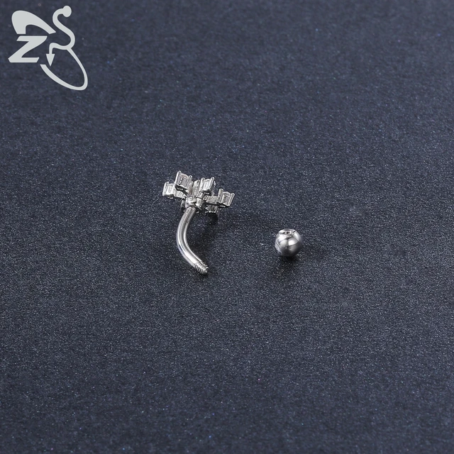  FLYUN Belly Button Ring,925 Sterling Silver Lunula