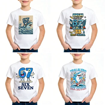 Unisex Six Seven Italian Brainrot 67 Number Graphic Print T-Shirt Boy/Girl Summer Short Sleeved Kids Comfortable Tshirt Top 1