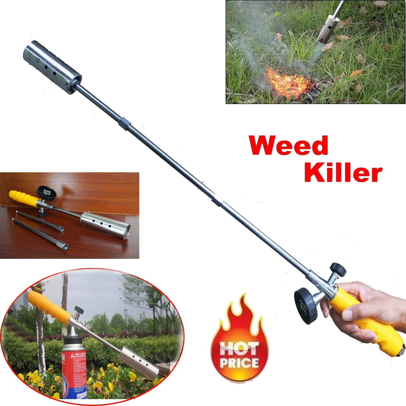 Garden propane weed burner, weed blowtorch, shrub, butane, piezoelectric, lighter
