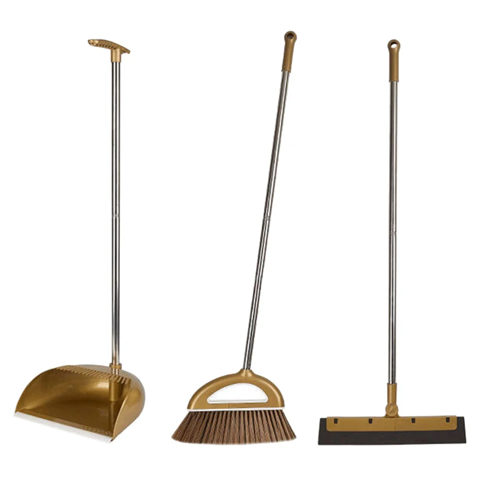 

Dustpan Broom Set Stand Up Dustpans Long Handle Upright Dustpan Cleaning Brush Set Floor Scraper for Lobby Garage Home Office