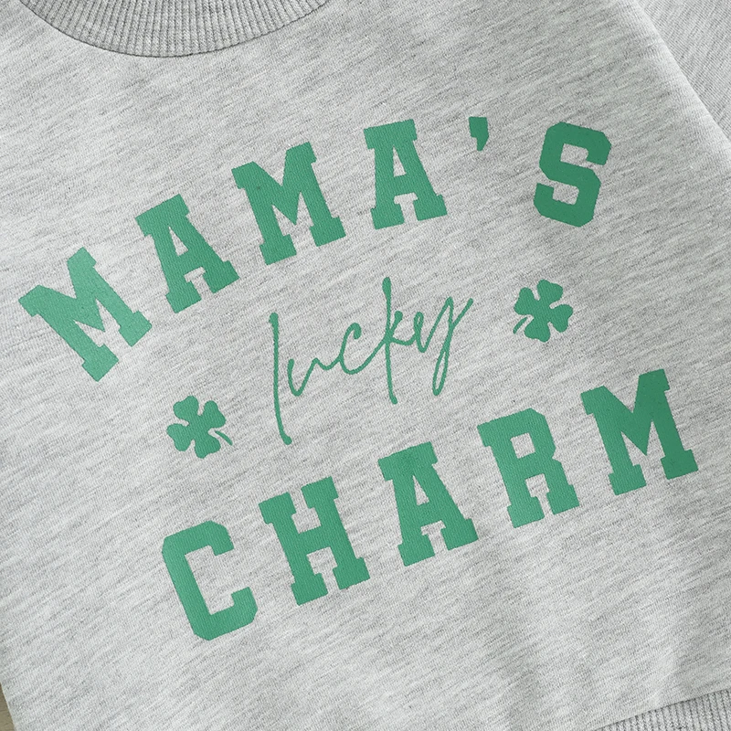 FOCUSNORM 0-3Y Infant Baby Boys Girls Sweatshirt T Shirts Long Sleeve Round Neck Letter Clover Print Pullover Tops