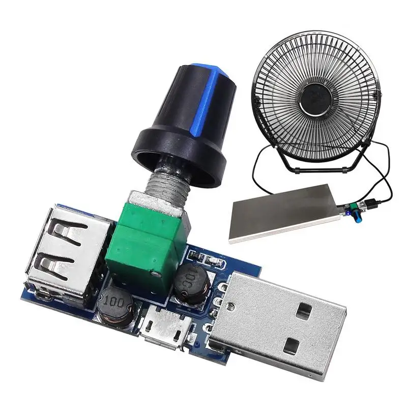 

5W USB Fan Speed Controller Regulator Knob Multi Gear DC 4-12V To 2.5-8V Governor With Switch Function For Power Bank Computer