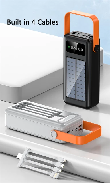Wireless Solar 50000mah Power Bank Cargador rápido con luz Sos Led Batería  externa de carga portátil para Samsung Xiaomi