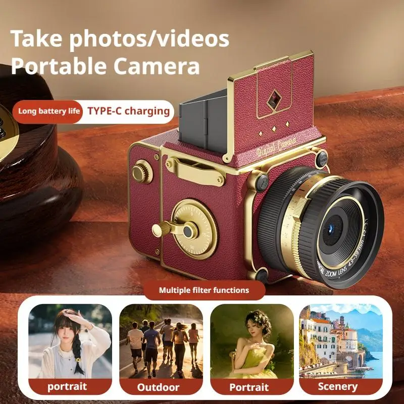 Fotocamera Digitale Retro CCD Doppia Lente - Mini Videocamera Stile Vintage