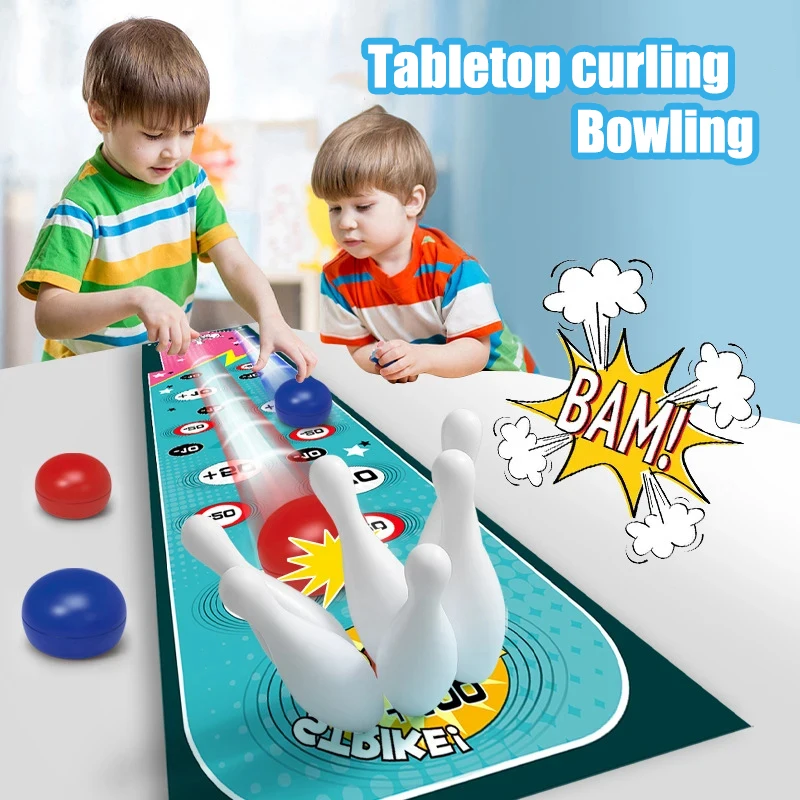 

New Table Top Curling Toy Fun Bowling Games Set For Kids Tabletop Games Party Games For Adults Children And Families Sets Gifts