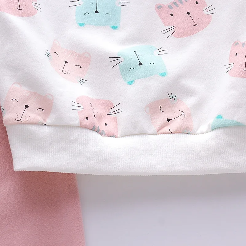 Frühling Herbst Baby Mädchen Kleidungsset Baumwolle Cartoon Katze Oberteile Hosen 2-teiliger Anzug für Kinder Geburtstagsgeschenk Kleinkind Kinderkleidung – Detail 10
