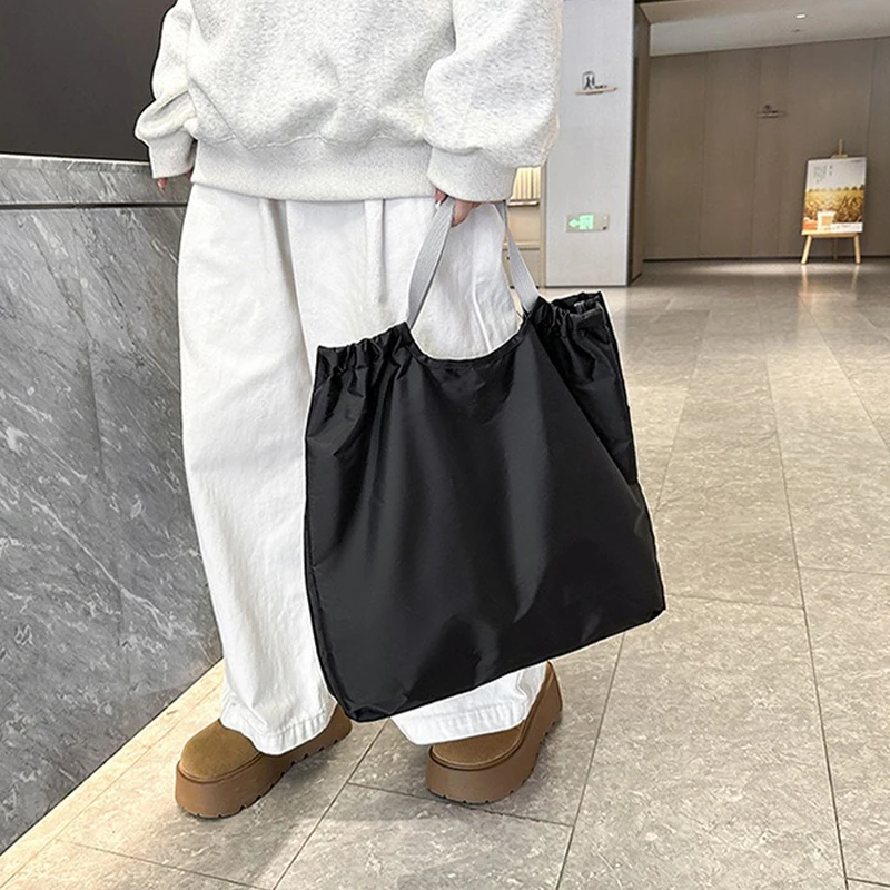 Large Reusable Shopping Bag Portable Oxford Fabric Waterproof Drawstring Foldable Simple Organizer Storage Shopper Handbag 6