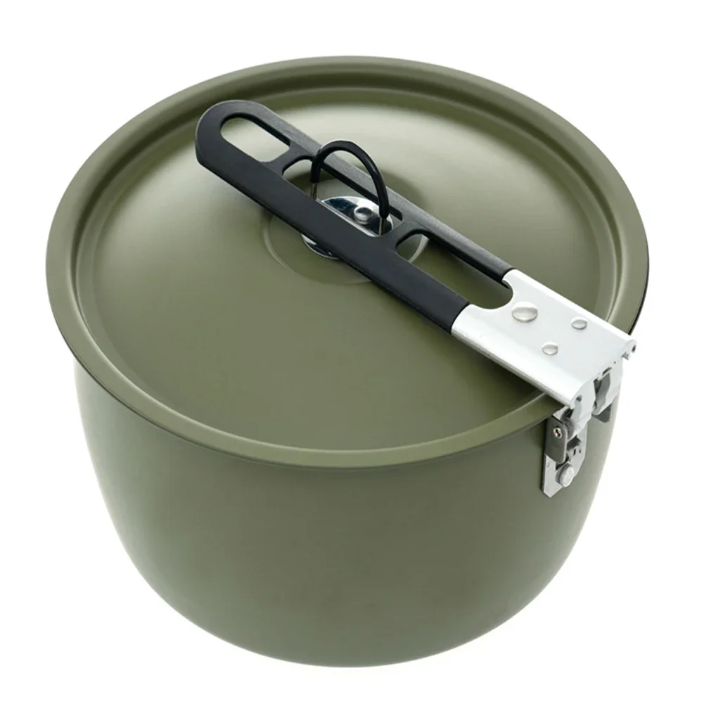 Portable Frying Pan Camping Lightweight Non-slip Foldable Handle Heating Pot With Lid Outdoor Picnic Cookware Frying Pan