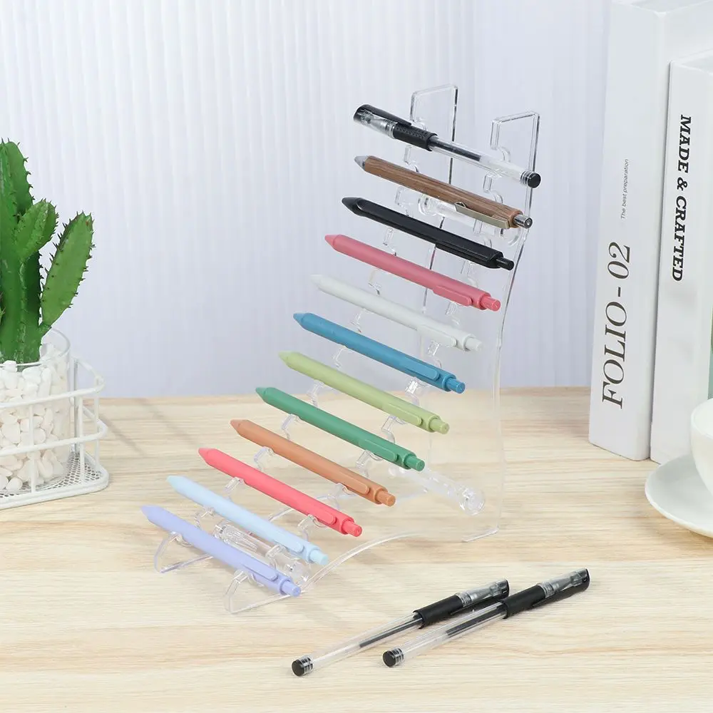Acrylic Pen Holder Display Stand Multifunctional Nail Brush Holder Makeup Brush Rack Transparent Ballpoint Pen Organizer Storage,makeup organizer,pen holder,desk organizer,pen and brush holder,desk storage rack,brush holder