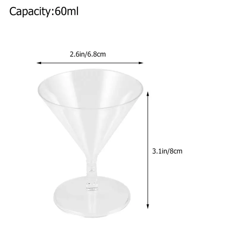 10PCS/ 8Pcs ABS Plastic Martini Glasses Disposable Cocktail Cups Wineglass Drinking Plastic Cups Reusable Cocktail Martinis 60ML images - 6