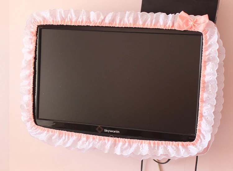 24-48INCHES Fabric TV Circle Power on Without Taking Out Dust Cover Monitor Screen Home Decorations Dust Cover with Elastic