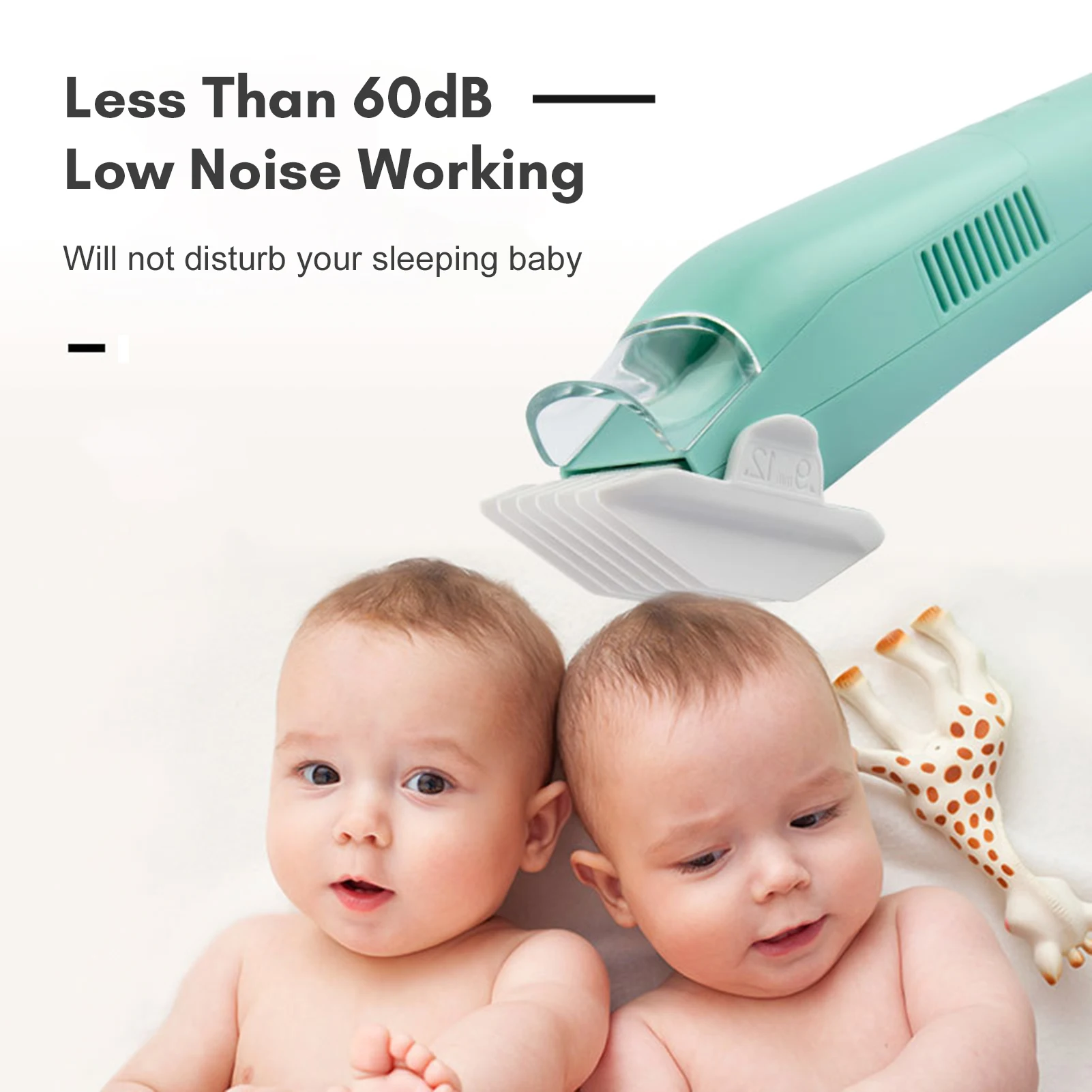 Vacuum Baby Hair Clipper Cordless Electric Hair Trimmer for Kids and Children Low Noise IPX7 Waterproof with 2 Guide Combs