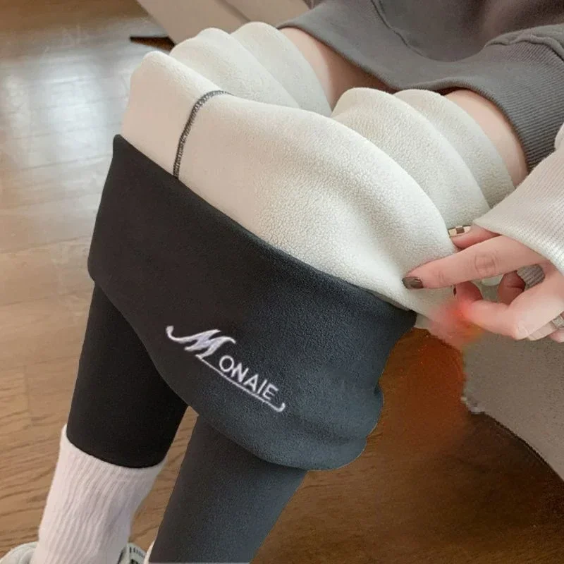 Leggings for Women Wearing Autumn Winter Plush and Thickened High Waisted Autumn Pants Tight Elastic and Warm Cotton Pants