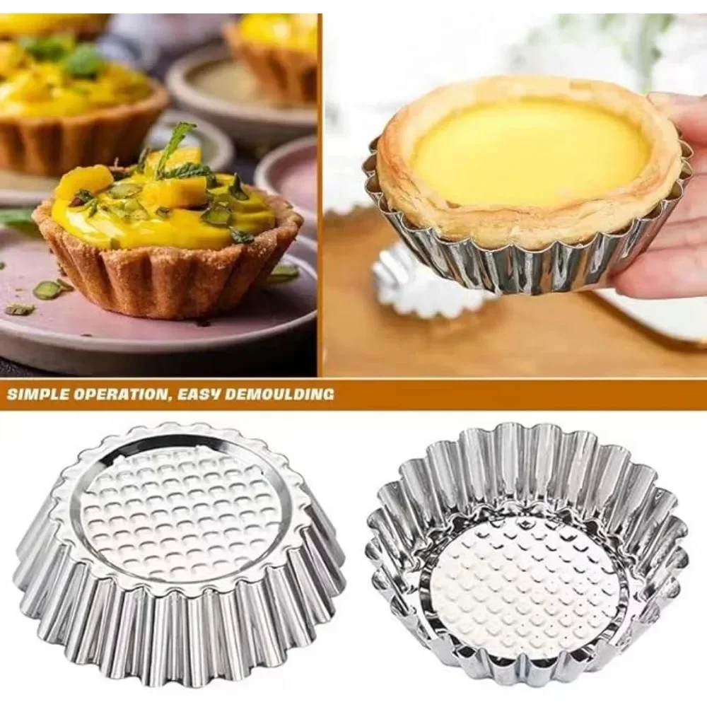 10PCS Stainless Steel Tart Cupcake Muffin Mold Reusable Non-stick
