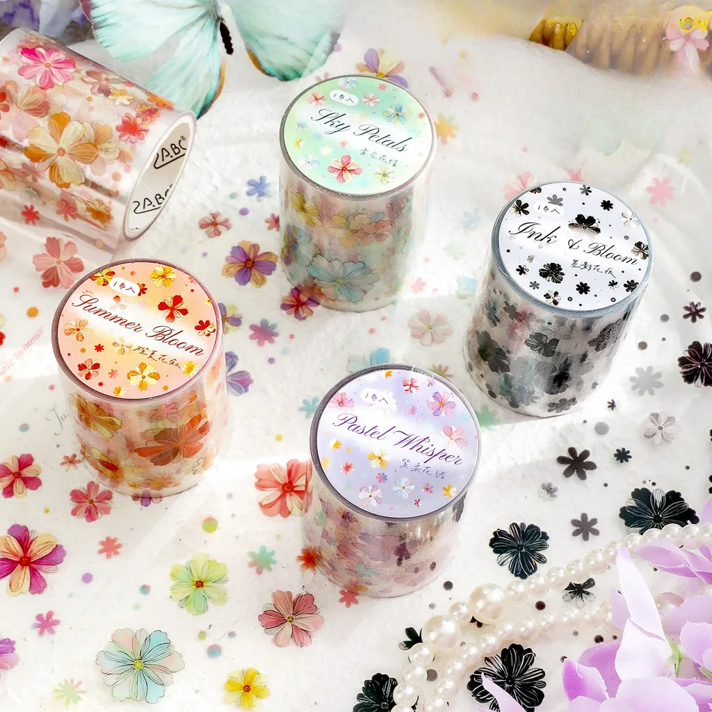 Floral PET Decorative Adhesive Tape for Scrapbooking and Journaling