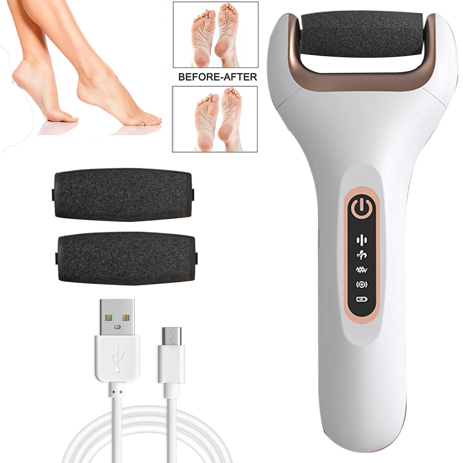 

Electric Foot File Grinder Callus Dead Skin Remover USB Recharge Waterproof Pedicure Tool Foot Care Tool for Hard Cracked Clean
