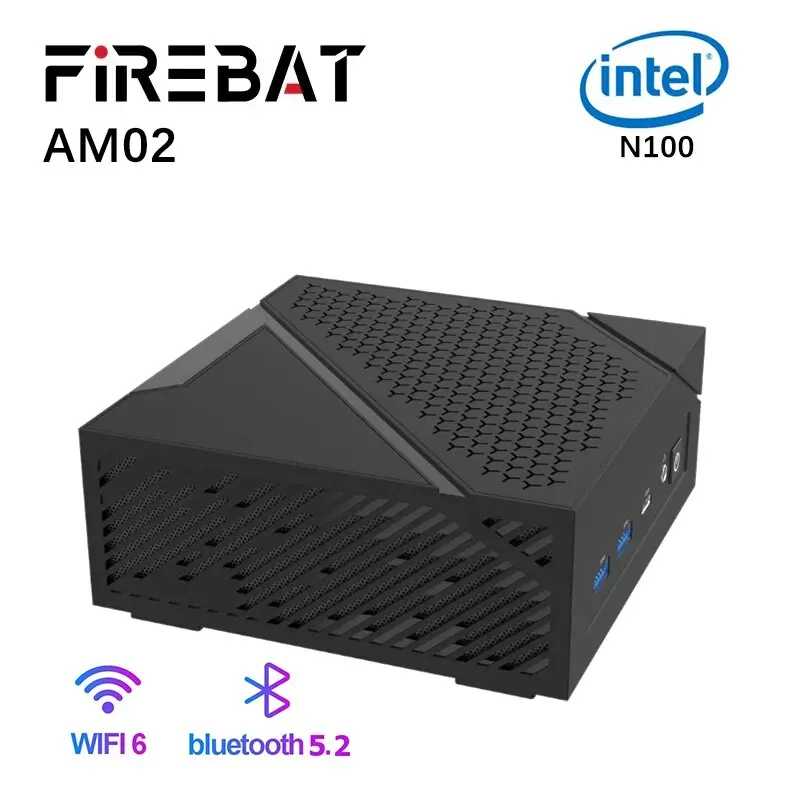 FIREBAT AM02 mini PC intel N100 CPU 4cores 4threads ploše počítač 8GB 16GB 256GB 512GB DDR4 WIFI6 BT5.2 HDMI RJ45 minipc