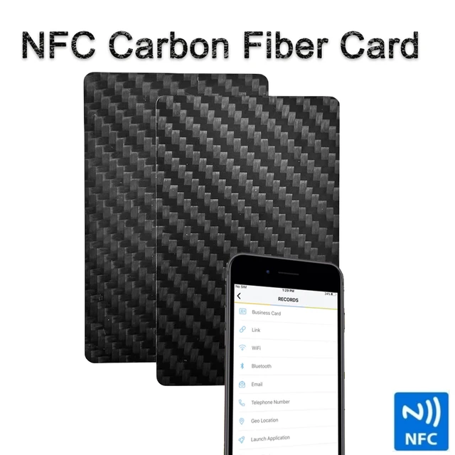 5-Pack NFC Carbon Fiber Business Cards with Fast Ntag215 Reading – Digital Smart Cards