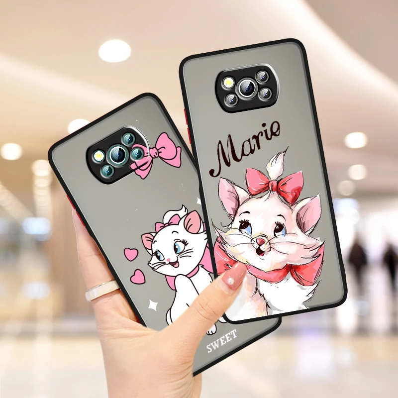 Cartoon Marie Cat Cute For Xiaomi Poco X5 F5 X3 M3 M5S M4 F4 C55 C50 C40 Gt Pro 4G 5G Custodia Per Telefono Traslucida Smerigliata Coque Capa