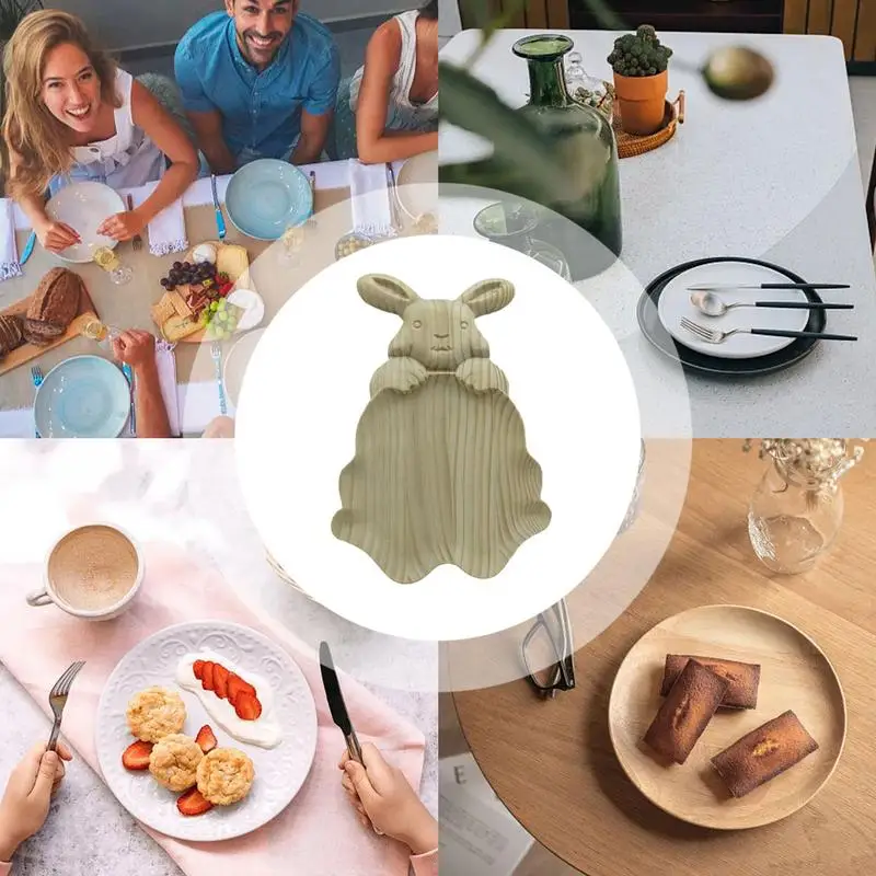 Easter Wooden Serving Tray Bunny Dessert Plate Easter Wooden Serving Plates Rustic Decorative Charcuterie Board For Parties 5