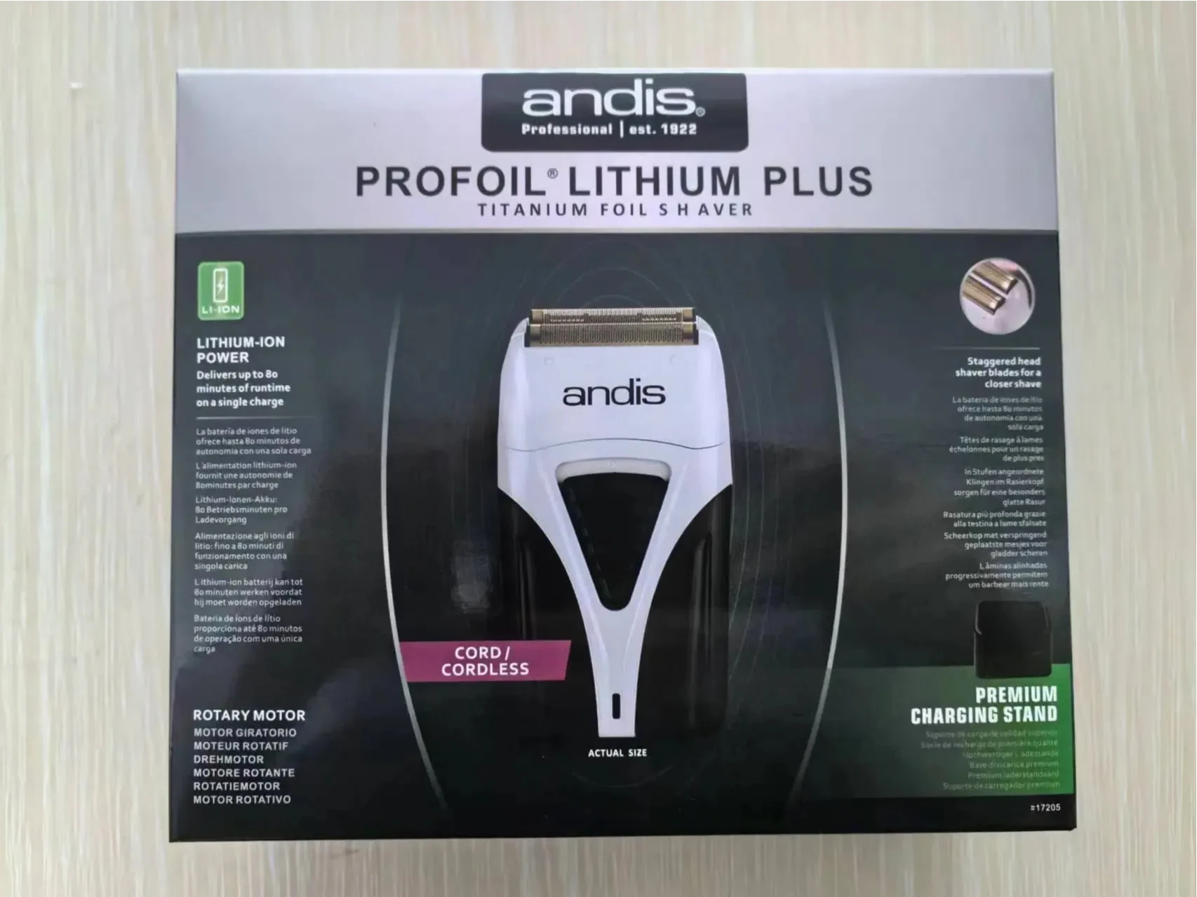 기존 Andis Profoil 리튬 플러스 17200 이발사 헤어 청소 전기 면도기 남성용 수염 수염 면도기 대머리 면도기