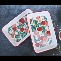 Rectangular Enamel Serving Trays Under-glaze Colored Heat-Resistant for Oven, Versatile for Home Dining and Party, Easy To Clean 1