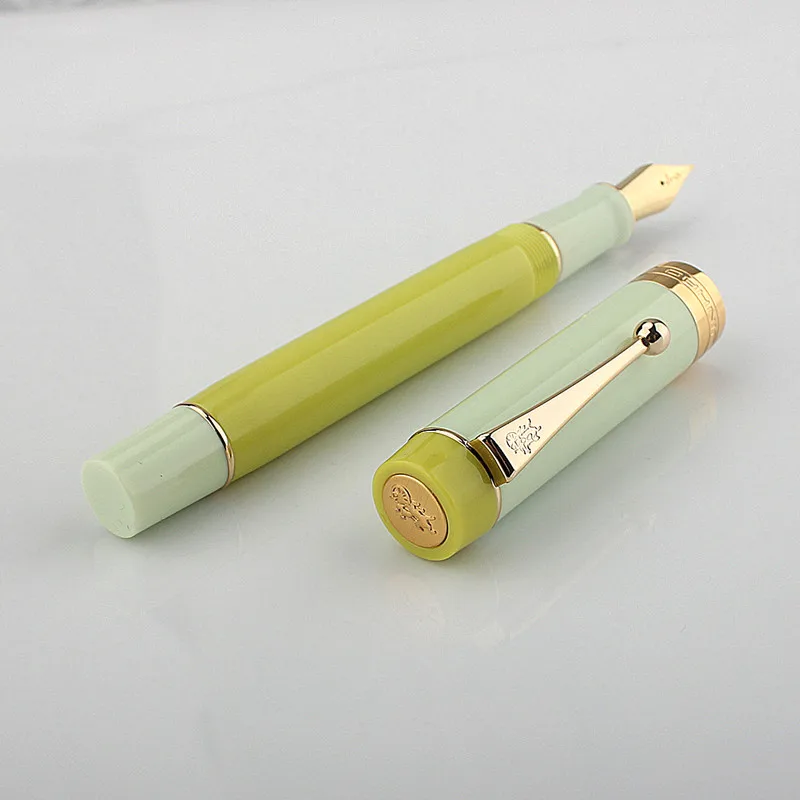 JINHAO 100 만년필 그린 라임 컬러 송진 럭셔리 펜, M/F/EF 펜촉, 사무실 학용품 문구 선물