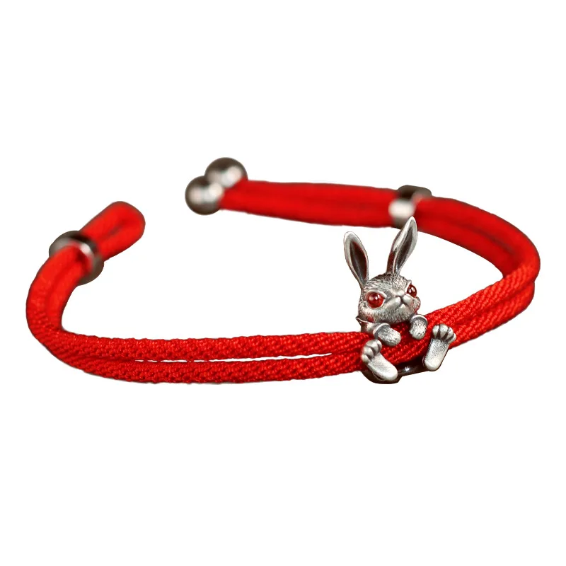 Vintage Fashion Personality Rabbit Red Rope Bracelet Unisex