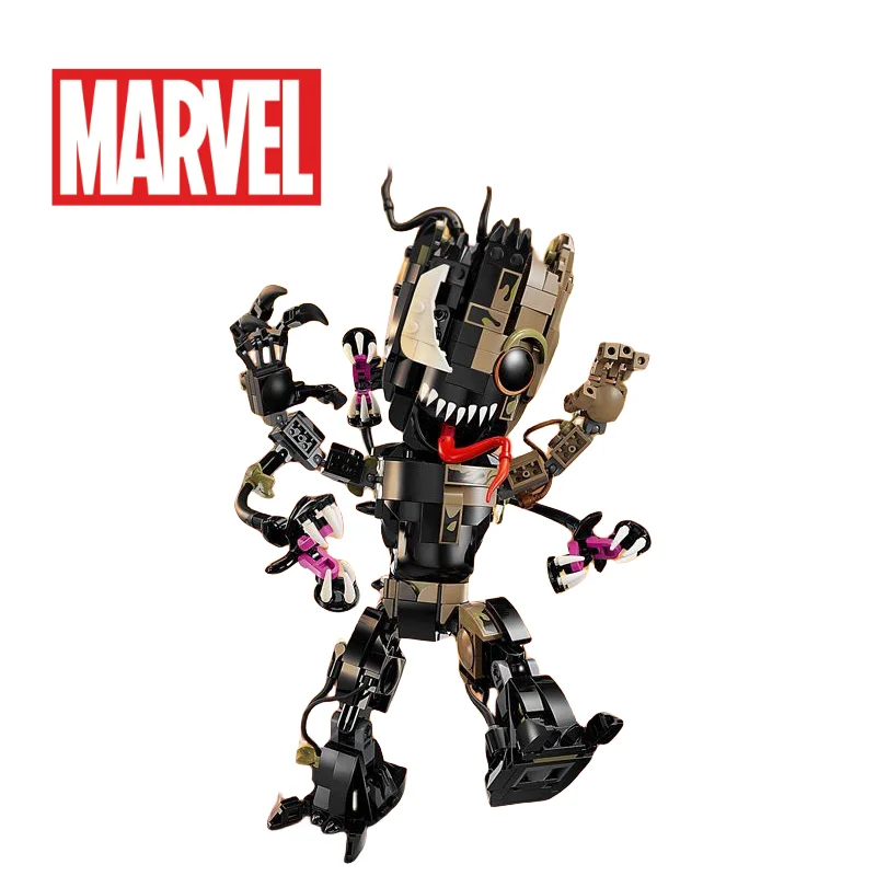 

Marvel Movie Avengers Venomized Groot Treeman Creative Cartoon Puzzle Assembled Building Block Doll Toy Ornament Christmas Gift