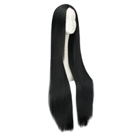 Perruque Synthétique Longue Noire de 100cm/40 ans, Cheveux Lisses, Degré de Chaleur, Costume de Carnaval d'Halloween, Cosplay 4