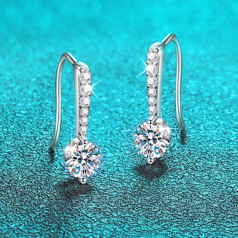 

DRring 0.5CT D VVS Real Moissanite Drop Earrings for Women Lab Diamond Luxury Quality Wedding Jewelry S925 Sterling Silver GRA