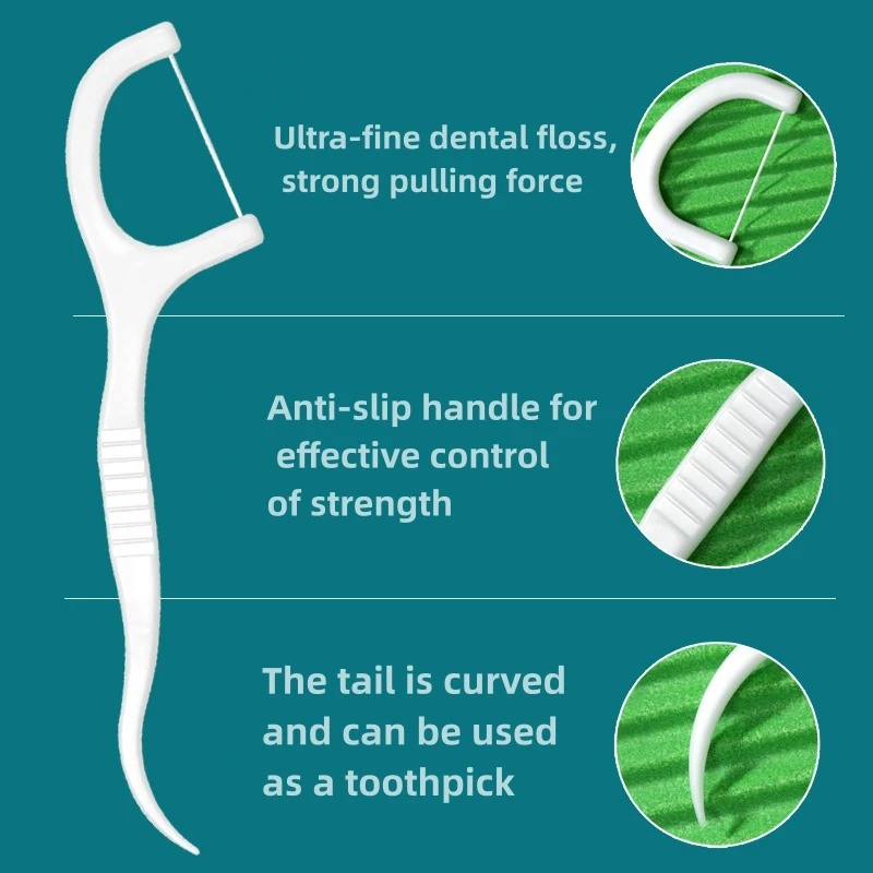Dental Floss Sticks 100PCS Disposable Dental Floss Toothpicks Daily Oral Hygiene Flossing Remove Plaque Clean Teeth