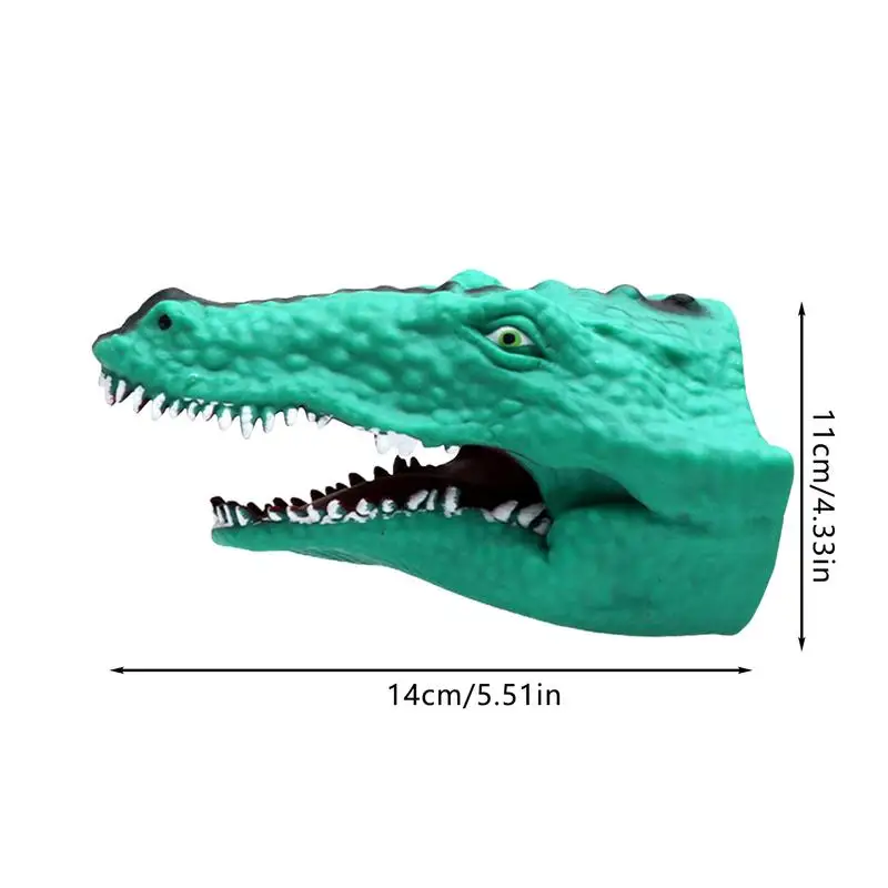 Dinosaur Hand Puppet Realistic Cartoon Animal Hand Toy Soft Rubber Animal Head Toy Swimming Pool Beach Bathing Toys